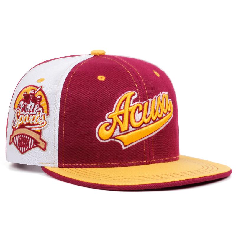 New Acusa Embroidered Men's Color Block Cap Youth Hip Hop Retro Hat Snapback Cotton High Quality Fashion Women's Hat