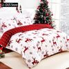 Merry Christmas Duvet Cover Christmas Elk Snowflakes Red Bedding Set Happy New Year Quilt Cover Holiday Gifts Bedroom Decoration