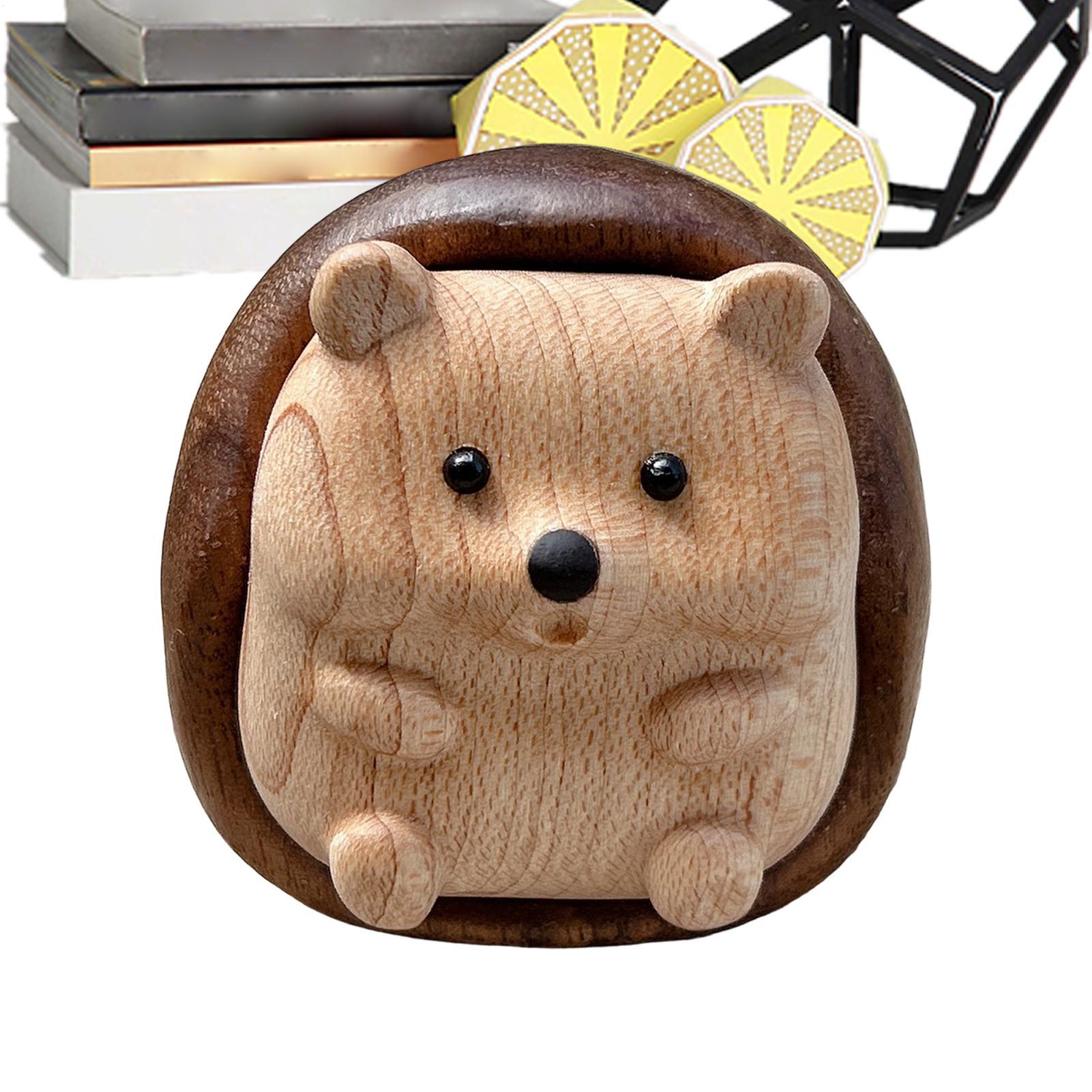 Wooden Hedgehog Figurine Hedgehog Figurine Wood Realistic Animal Decoration For Play Prizes Bedside Table Party Favors Birthday