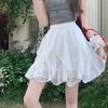 Irregular Lace Trim Puff Skirt With Splicing Detail For Summer Casual Wear