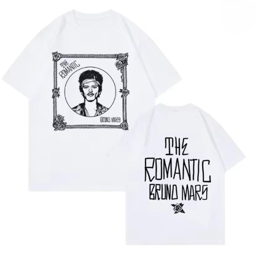 2026 Bruno Mars Romantic Tour Tshirt Tour Date Back Side Doublesided Cotton Tshirt Highquality Tees