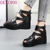 Fashion GKTINOO Women Flat Platform Sandals 2025 Summer Genuine Leather Handmade Shoes Women Summer Sandals Slip On Ladies Shoes Sandal