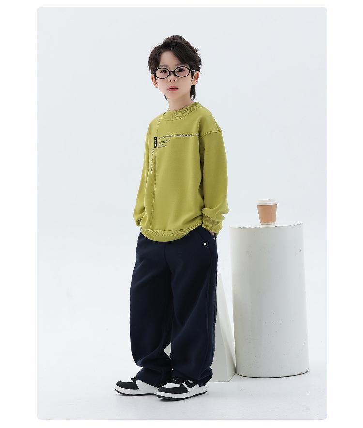 Boys' Thick Velvet Hoodie - 2025 Winter Collection: Warm, Trendy Long Sleeve Round Neck for Kids