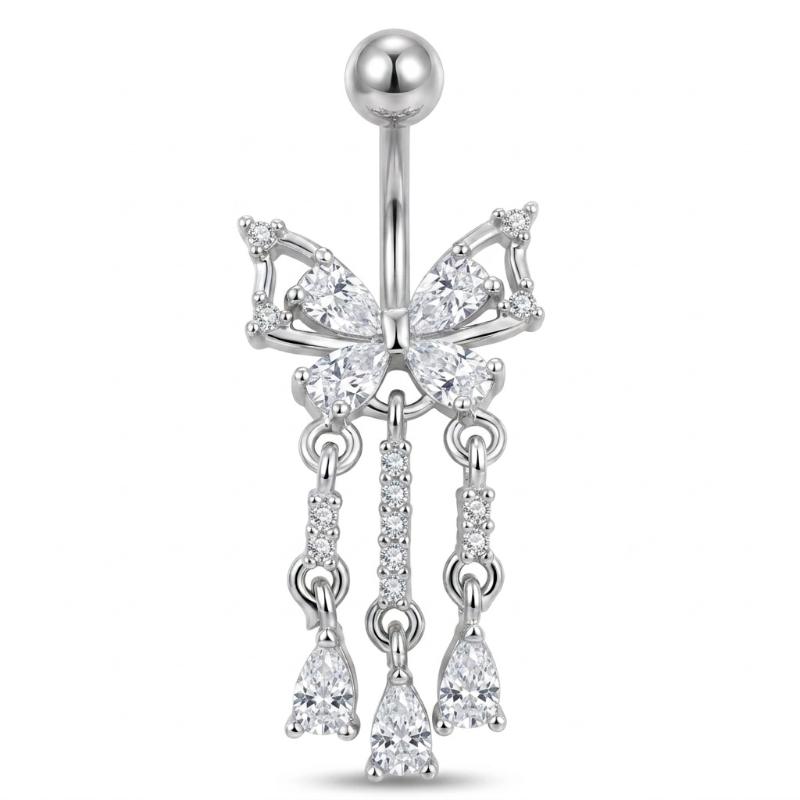 Belly Button Piercing Heart Ring Stainless Steel Copper Anti-Allergy Navel Jewelry for Summer Beach Swimming Accessories
