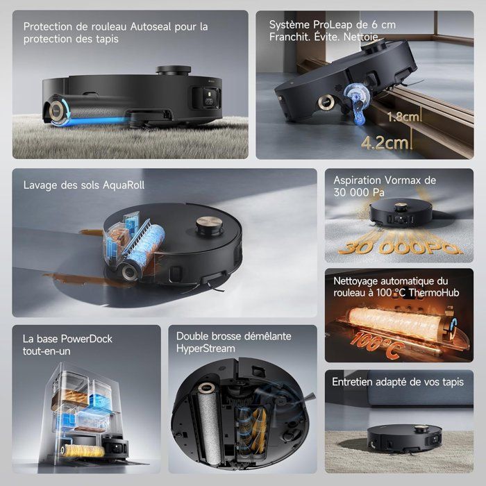 DREAME Aqua 10 Ultra Roller Complete - Robot Vacuum Cleaner Washer - Automatic Roller Cleaning - 30,000 Pa - Obstacle Avoidance