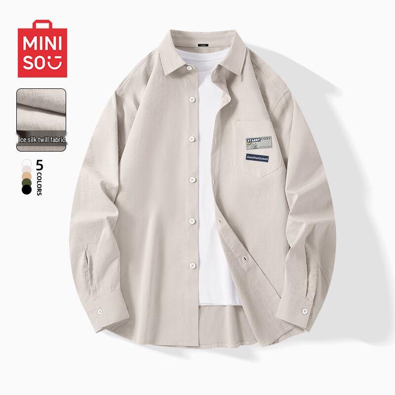 MINISO Мужская классическая свободная рубашка с длинным рукавом M