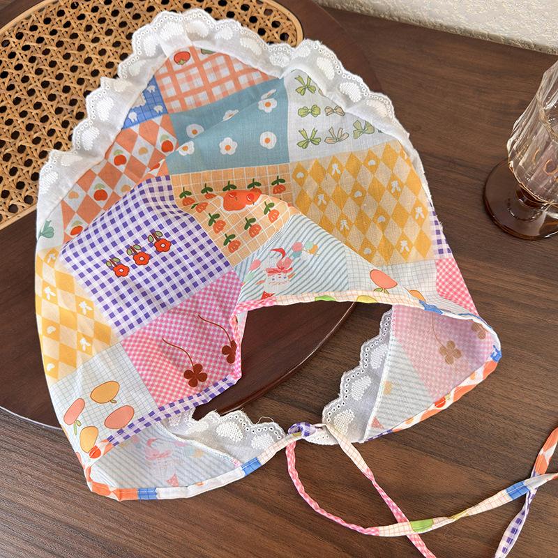 Retro Pastoral Style Cute Girls Print Bandana Headband Women's Triangle Headscarf Hair Bands Fashion Decoration Hair Scarf