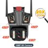 10K 20MP WiFi IP Camera 20X Zoom Four Lens Three Screen PTZ Cameras Outdoor 16MP 8K Video Surveillance Cam CCTV Security Camera