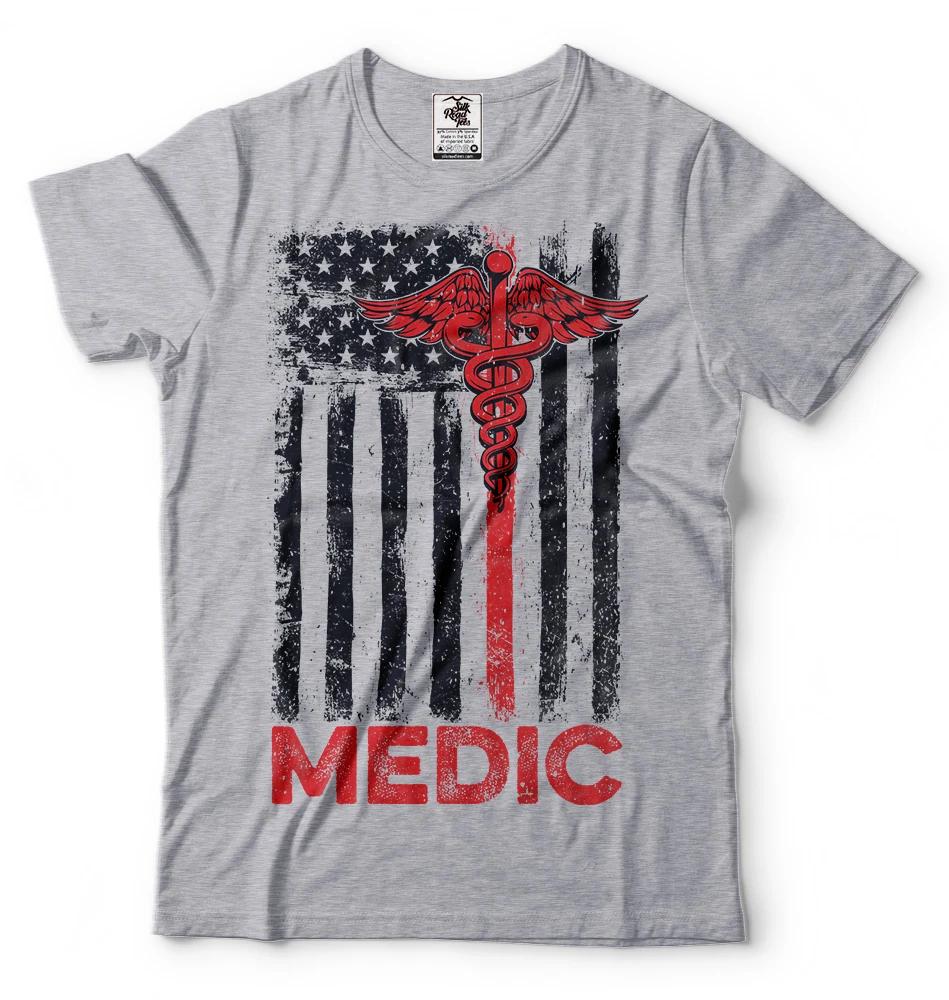 Medic T-Shirt Paramedic USA Flag American medic Tee Shirt Gift For Husband Tee S
