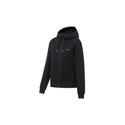 Sweat à capuche réfléchissant à imprimé de lettres logo Li Ning Série Fitness pour femmes Noir AWDT568-2