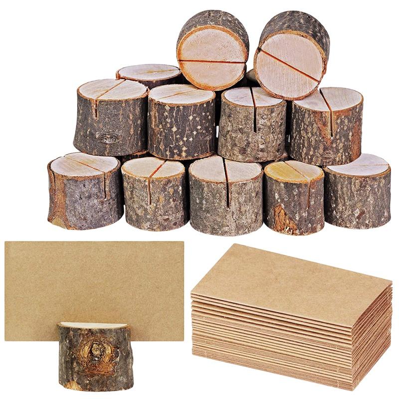 20 Wood Pile Name Place Card Holders Photo Clip Home Wedding Party Table Decor