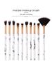 10 PCS Marble-Patterned Makeup Brushes for Even Powder Picking Multi-functional Set for Foundation Eyeshadow and Blush Set