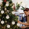 Big Christmas Balls Ornament White Foam Xmas Tree Hanging Pendant Gift 2025 New Year Home Party Decoration Navidad 2025 Supplies