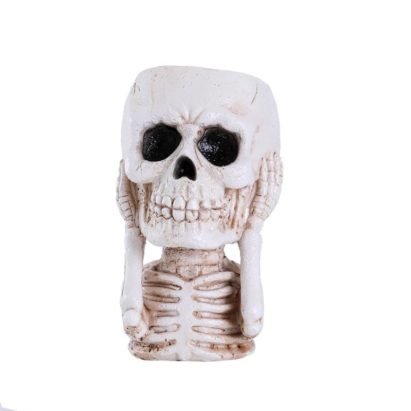 Resin Skull Head Flower Pots Home Garden Office Decor Succulent Plant Creative Halloween Tabletop Ornament Craft Decoration New