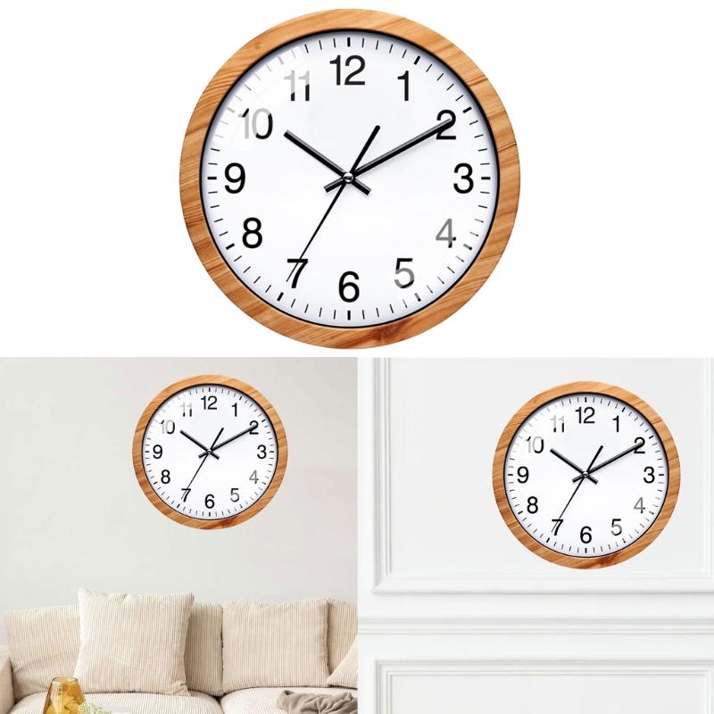 Stylish Round Log Wall Clock, Modern Wood Clock Decorative Battery Operated Wall Clocks for Home Offices Widely Usage
