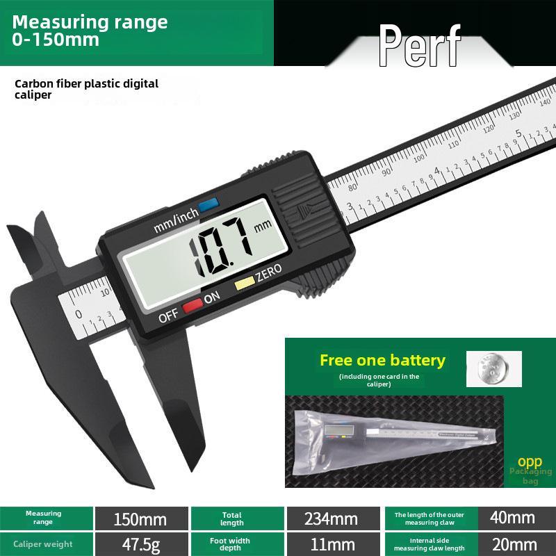 

Цифровой штангенциркуль из углеродного волокна, 0-150 мм, для измерения ювелирных изделий и поделок 150mm Cool Black Value Edition (Loose PVC Bag)