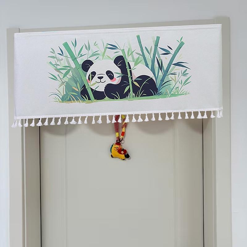Cartoon Animal Door Curtain With Tassels Self-adhesive Partition Curtains For Bedroom, Bathroom & Home Decor, Privacy Dust Proof