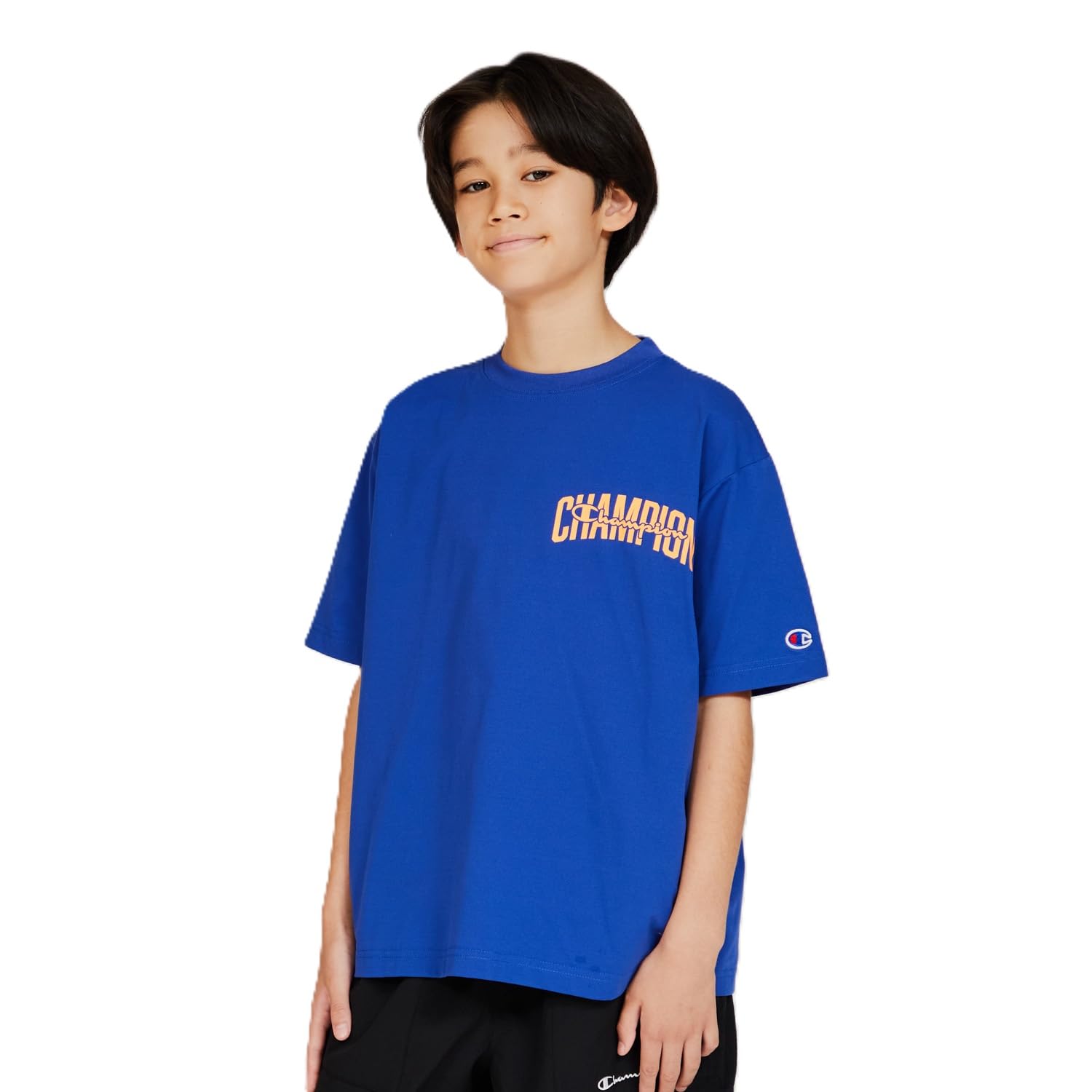

Champion Short Sleeve Round UV Graphic Rubber Print Kids T-Shirt, CK-B316, Blue, Neck, Quick-Drying, Stretch, Protection, Logo, синий
