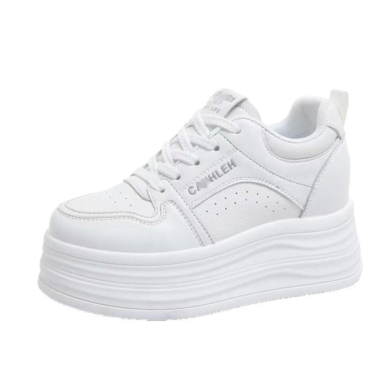 Thick-soled lightweight sports and leisure shoes autumn new versatile small man increases height and looks thin white shoes women