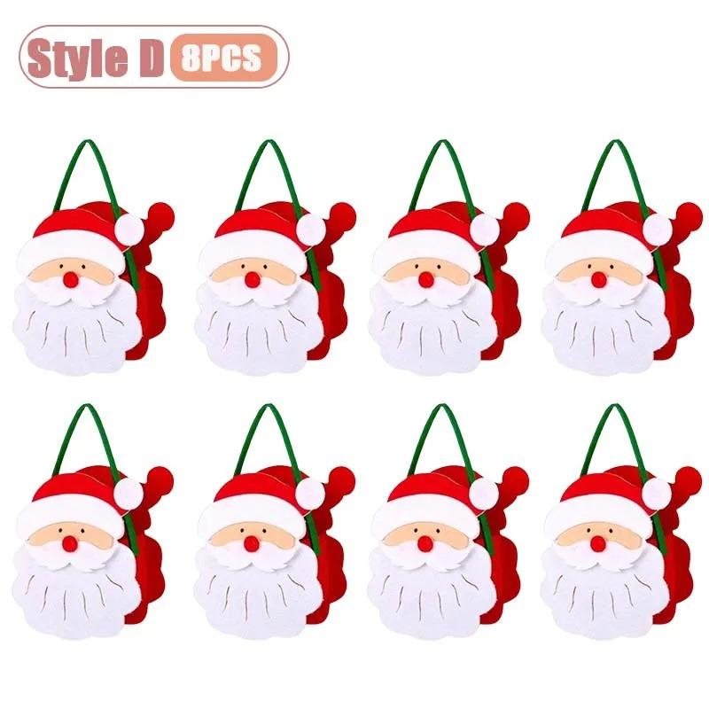 1-8PCS Christmas Felt Handbag Cute Cartoon Candy Gift Bag for Kids Decorative Hand Carry Holiday Tote for Children