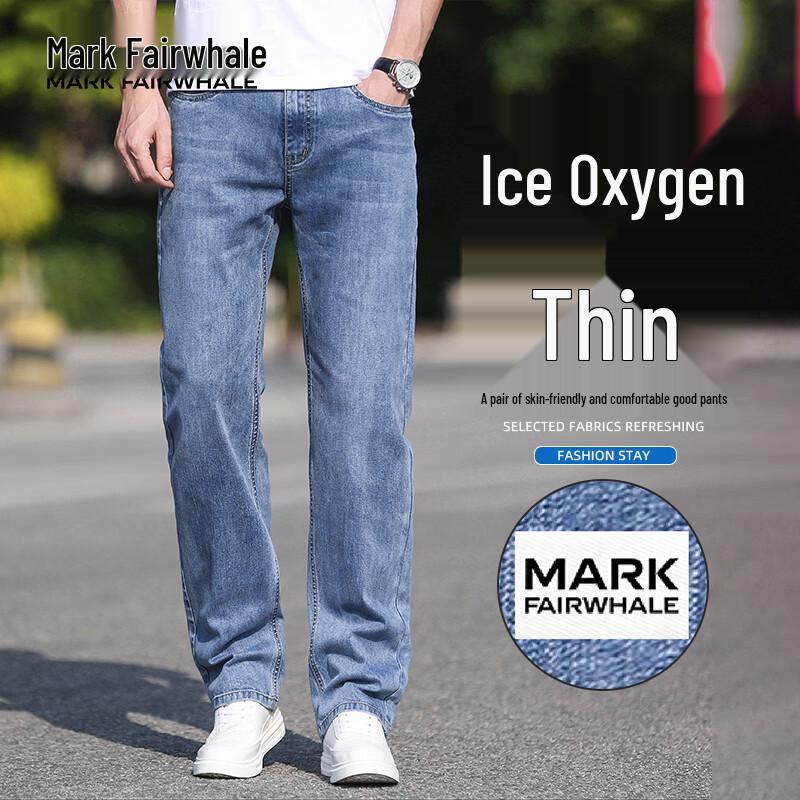 MARK FAIRWHALE Men's Summer Breathable Straight Fit Jeans