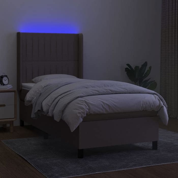 VidaXL Slatted Bed Base with Mattress and LEDs, Upholstered Bed, Single Bed, Adult Bed for Interior Bedroom, 3138457