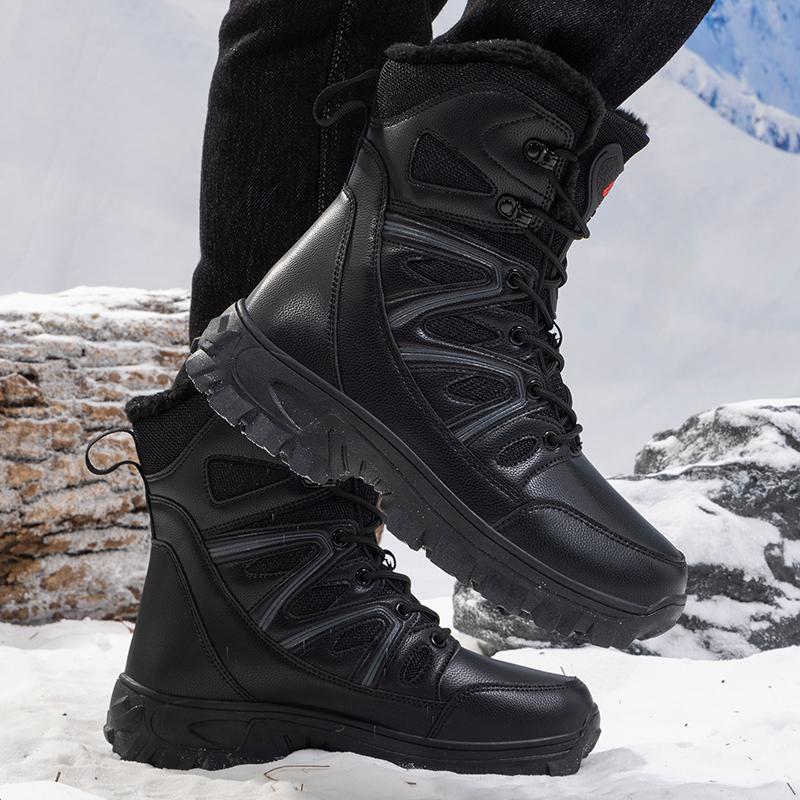 Mens Winter Boots Retro Combat Boots Anti Slip Wear-resistant Outdoor Boots High-top Non-slip Waterproof Wear-resistant Snow Boots