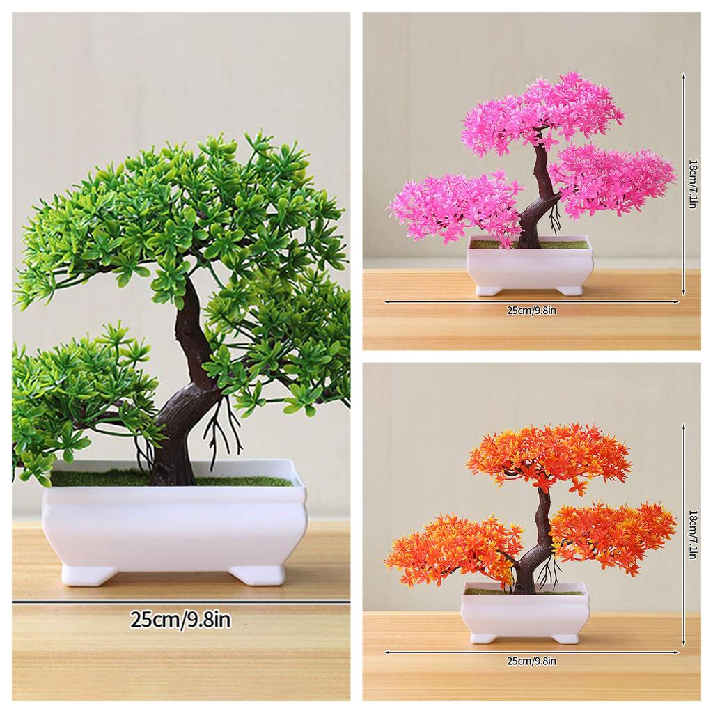 Artificial Plastic Plants Bonsai Fake Plant Flowers Potted Ornaments Simulated Tree Potted Creative Desk Decor Home Table Decor