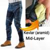 Men Kevlar Motorcycle Jeans Cooling Summer Riding Pants with CE Knee Armor Protective Blue Black