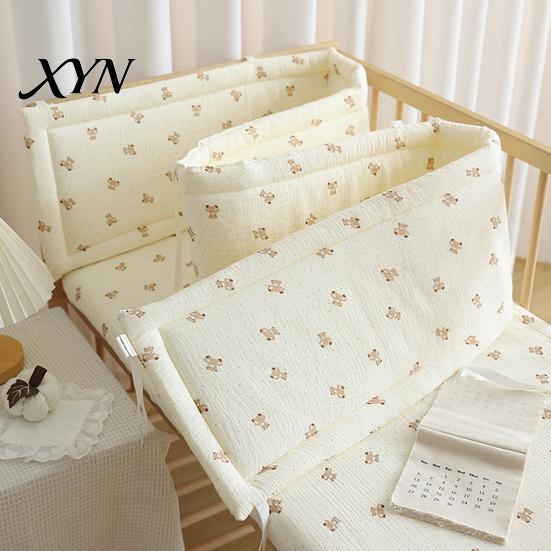 Breathable Cotton Crib Liner Bumper Pad for Newborns, Anti-collision Fixed Quilting Durable Bed Surround Liner, Easy Install Soft Protective