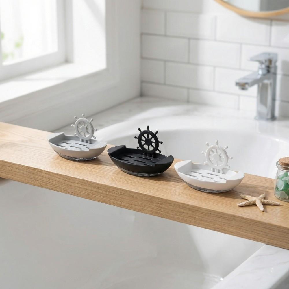 Plastic Boat-Shaped Soap Dish Drainage Cartoon Soap Dish Decor Soap Holder Bathroom