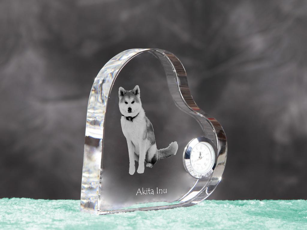 Akita, Akita Inu - Kristalluhr mit Hundebild, herzförmige Tischuhr, personalisierte Standuhr von der Marke Art-Dog
