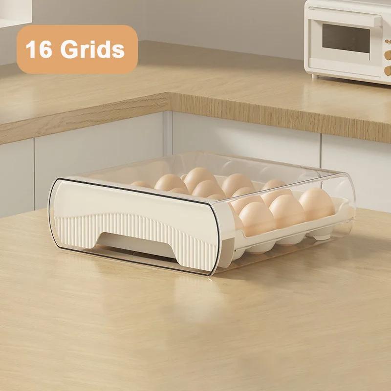 16/32 Grids Egg Storage Containers Double-Layer Pull-Out Drawer Egg Storage Box Plastic Egg Storage Tray Kitchen Accessories
