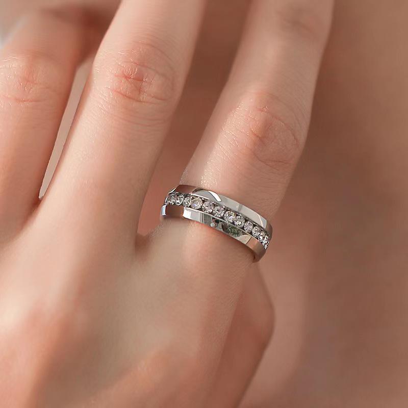 Stainless Steel Titanium Women's Ring - No-Fade, Niche Design, Ins Style, Diamond-Plated Gold-Plated, Plain Ring