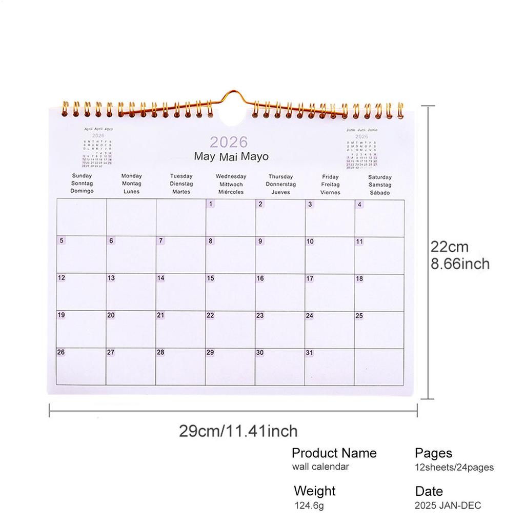 2026 Calendar Horizontal Wall Calendar 12-month of Up-to-date Dates Can Be Hung Monthly Planning