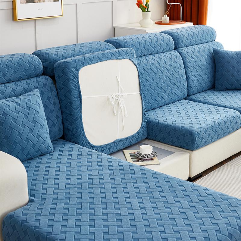 Square Jacquard Cushion Cover For Living Room Solid Stretchy Sofa Cover Velvet Couch Cover Sofa Protector Seat Cover