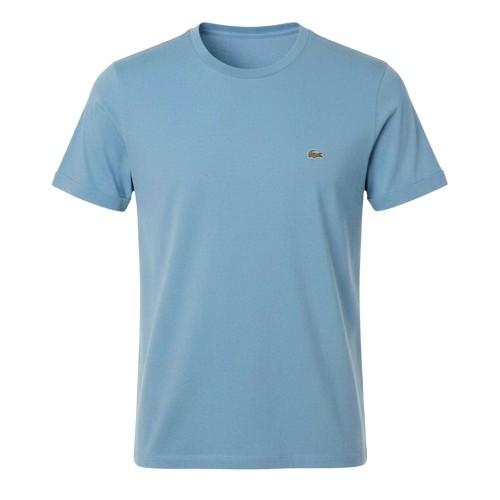Lacoste Uomo Blu T-Shirt Da In Cotone Pima Ricamata Cm