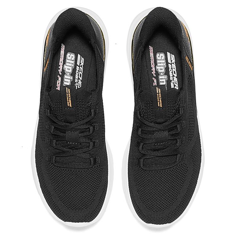 Skechers Bobs Sport Flash Step Shoes Comfortable Sports Lightweight Breathable Low Top Casual Shoes Women Sneaker Black 117617-BLK
