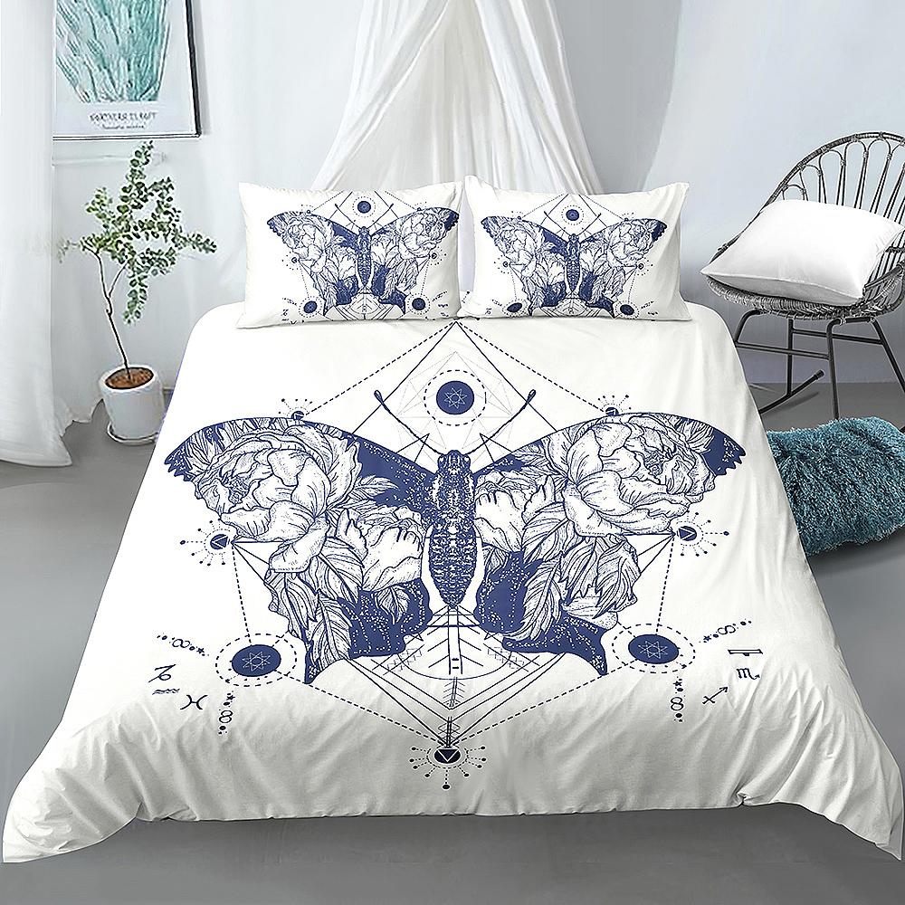 Butterfly Aesthetics Duvet Cover King Queen Beautiful Blue Flying Insect Pattern Print Bedding Set 2/3pcs Polyester Quilt Cover