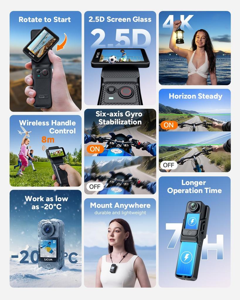 SJCAM C400 Vlogging Camera 4K Action Camera Continuous Image 30m Waterproof Body Camera YouTube Live Streaming and Sports Photography Pocket-Sized