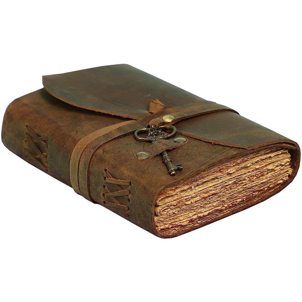 Antique Handmade Leather Journal Vintage Antique Deckle Edge Sketchbook