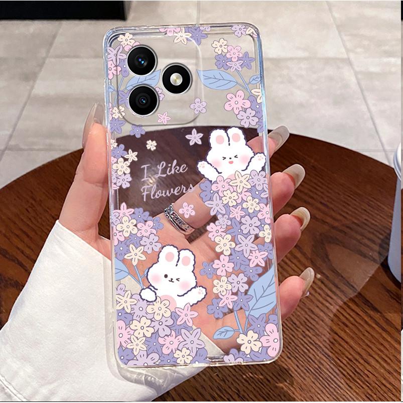 For Honor X8d Case Clear Luxury Cute Love Heart Rabbit Funny TPU Soft Silicone Phone Case For Honor X8d X 8d 4G Back Cover Funda