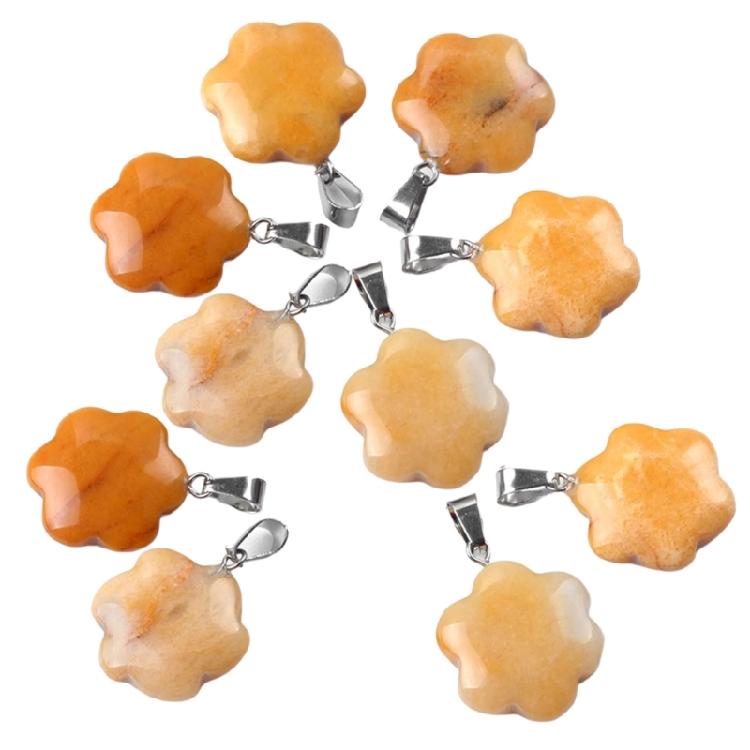 Artistic Crafted Flower Crystal Pendant Set Natural Stone Flower Pendant Charm For Handmade Jewelry And Necklace