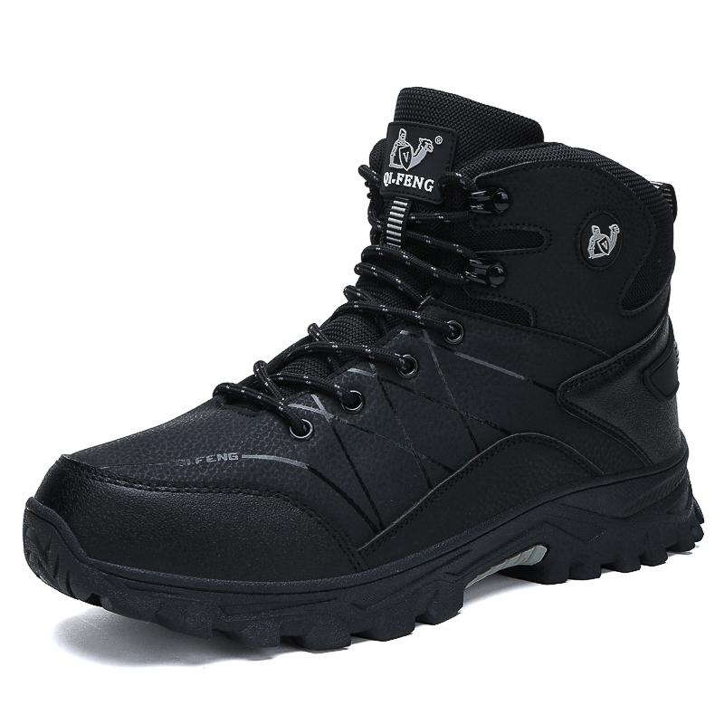 New Autumn High Top Sneaker Men Winter Plush Warm Snow Boots Outdoor Anti Slip Wear Resistant Mountaineering Hiking Footwear