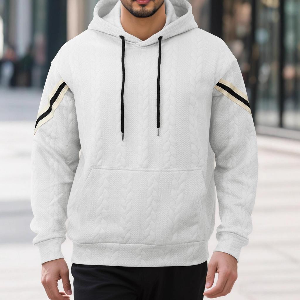 Autumn/Winter Jacquard Heavyweight Men's Warm Hooded Outdoor Sports Hoodie