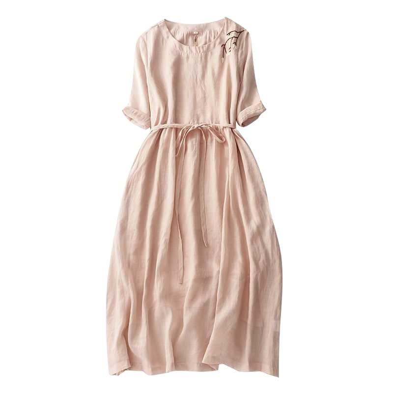 Spring and Summer Mid-length Long-sleeved Dress with A Waistline Design