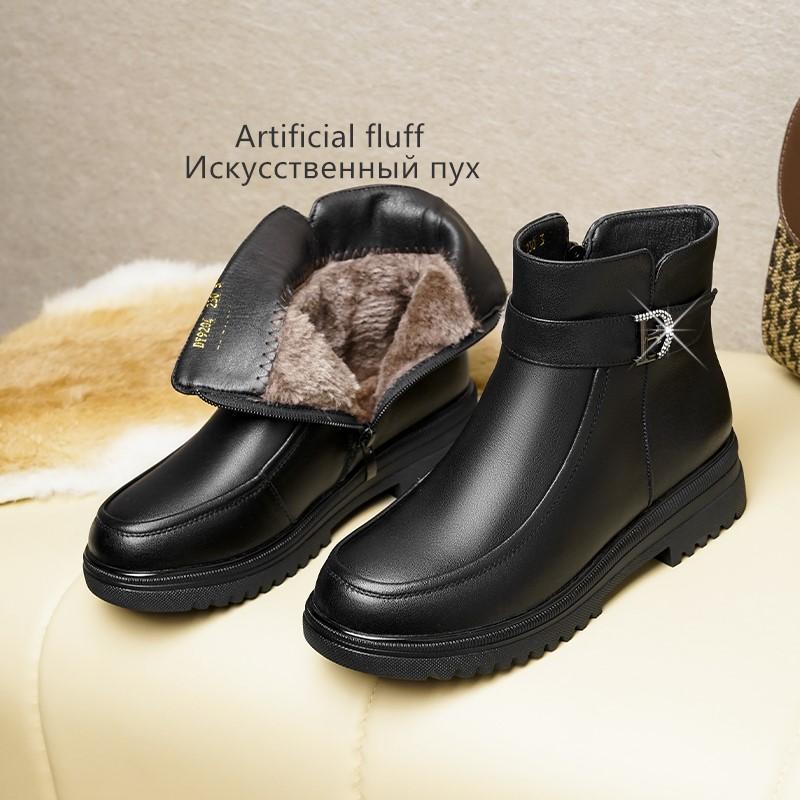 Fashion AIYUQI Women's Snow Boots Genuine Leather 2025 New Winter Mom Boots Anti Slip Large Size Natural Wool Women's Ankle Boots