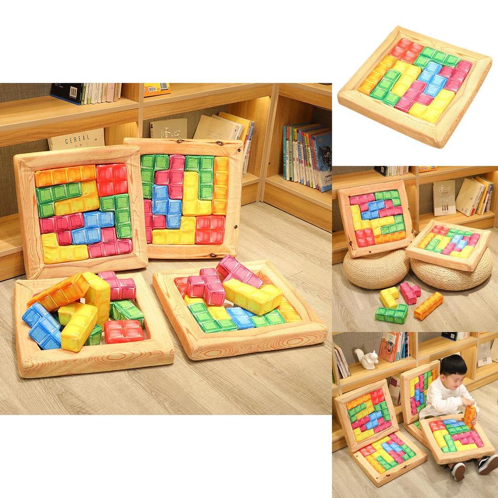 Adorable Cartoon Tetris Plush Cushion Toy Soft Crystal Velvet Sofa Pillow
