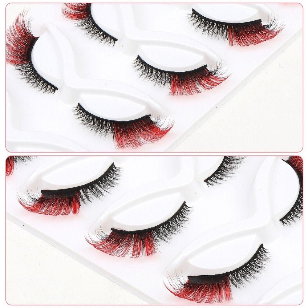 Soft Cat Eye False Eyelashes Fluffy Faux Mink Wispy Lashes Colored Anime Lashes Makeup