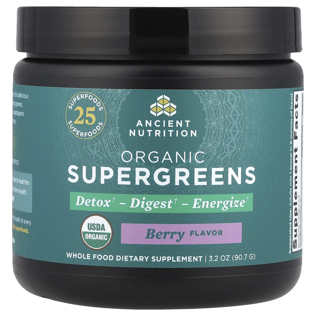 Organic Super Greens, Berry, 90.7G(3.2Oz)